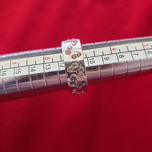 Silver tone Ring with purple and pink rignstone - Picture 3 of 5